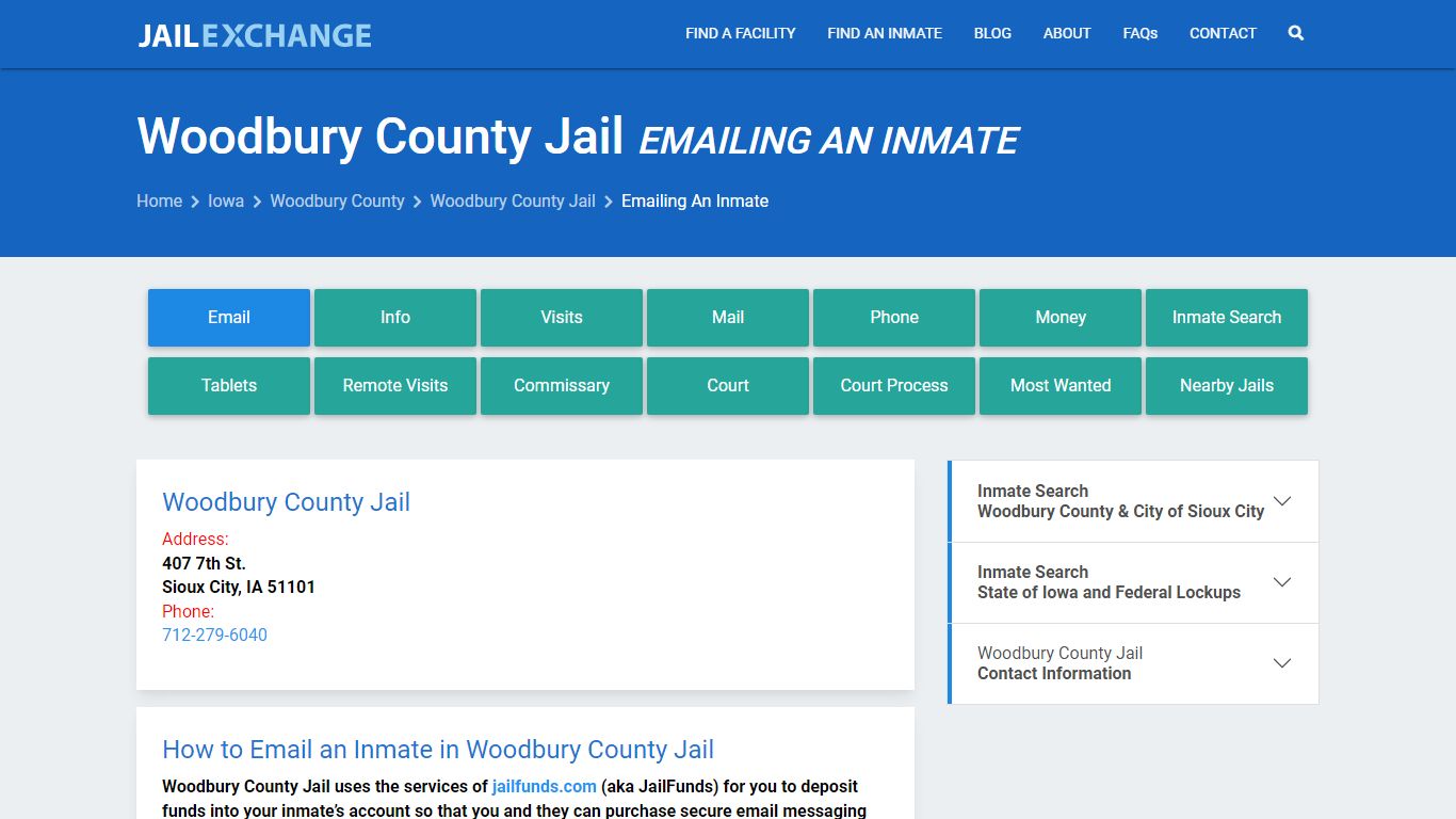 Inmate Text, Email - Woodbury County Jail, IA - Jail Exchange